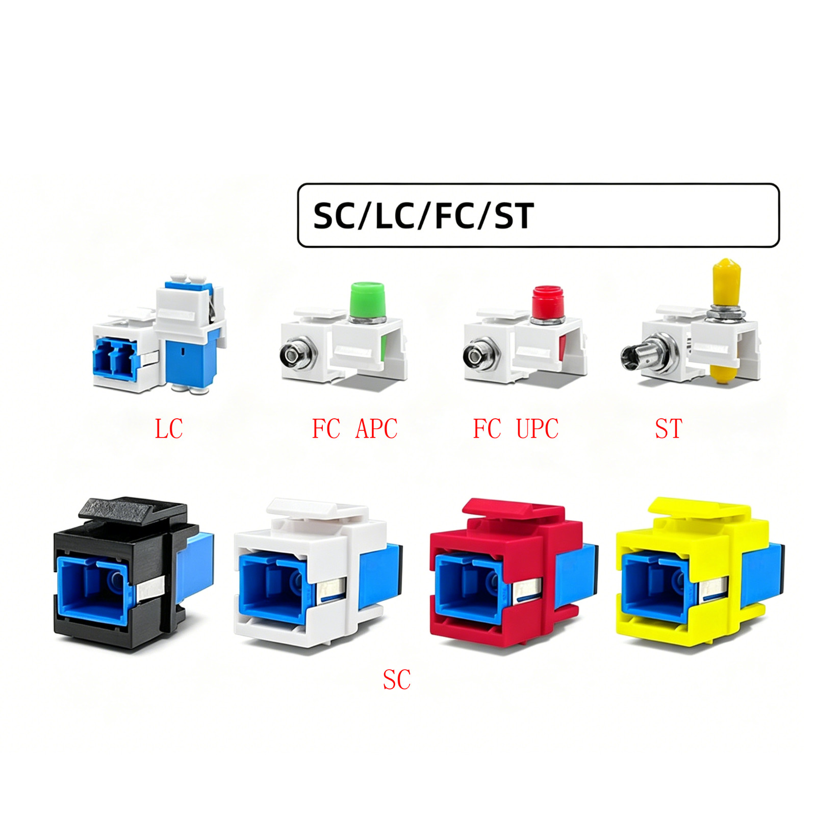 10pcs Optic  Fiber Keystone Jack Module With Hook Insert For SC FC LC ST Adapter