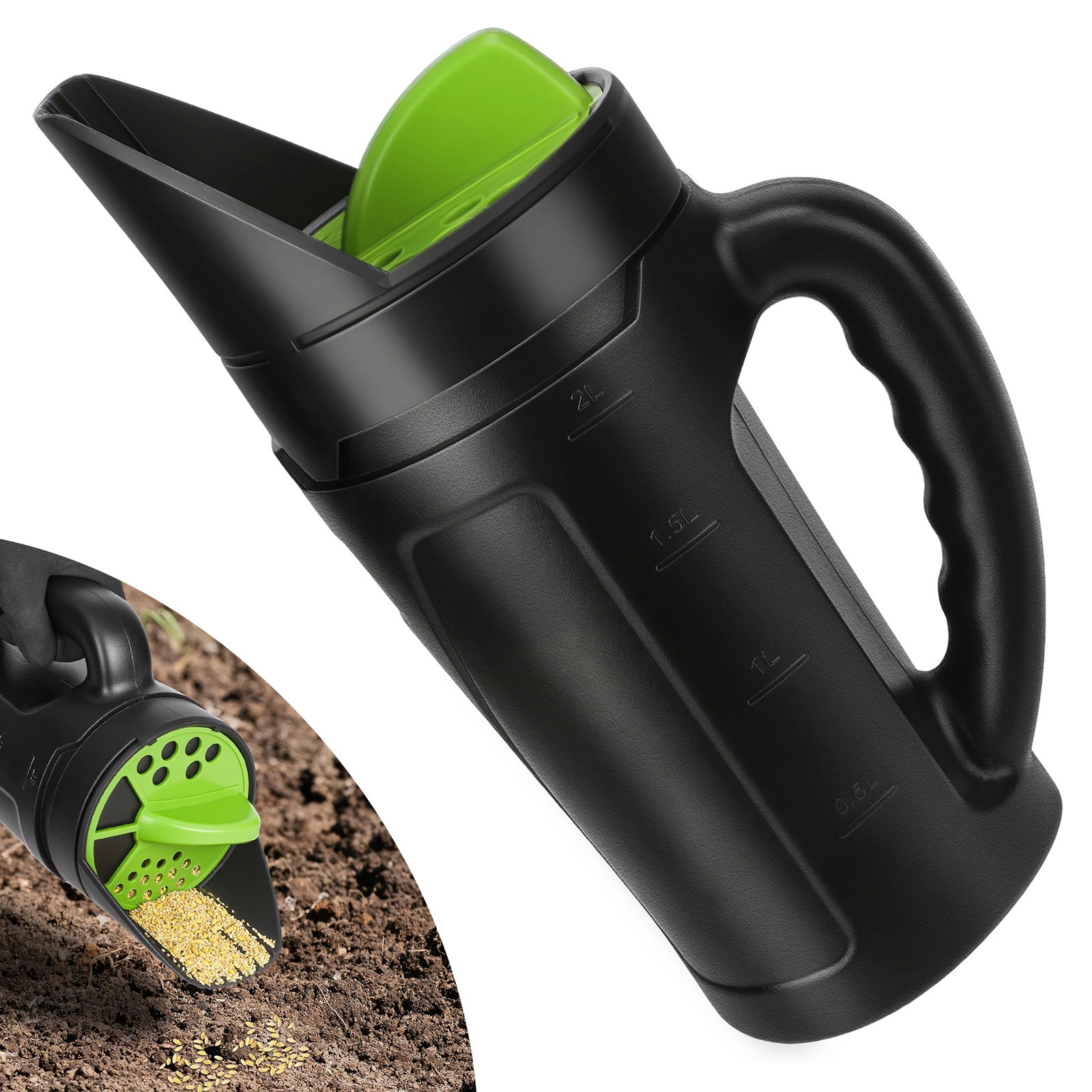 2.5L Handheld Seed Spreader Ice Melt Salt Fertilizer Shaker Garden Adjustable US