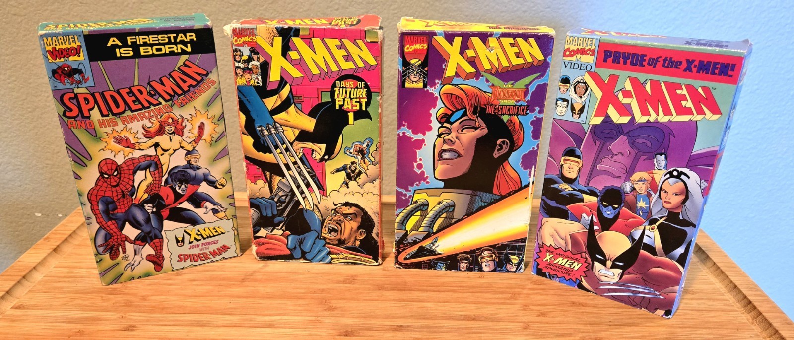 Lot of 4 Marvel Comics Video X-Men VHS Cassette Tapes Used