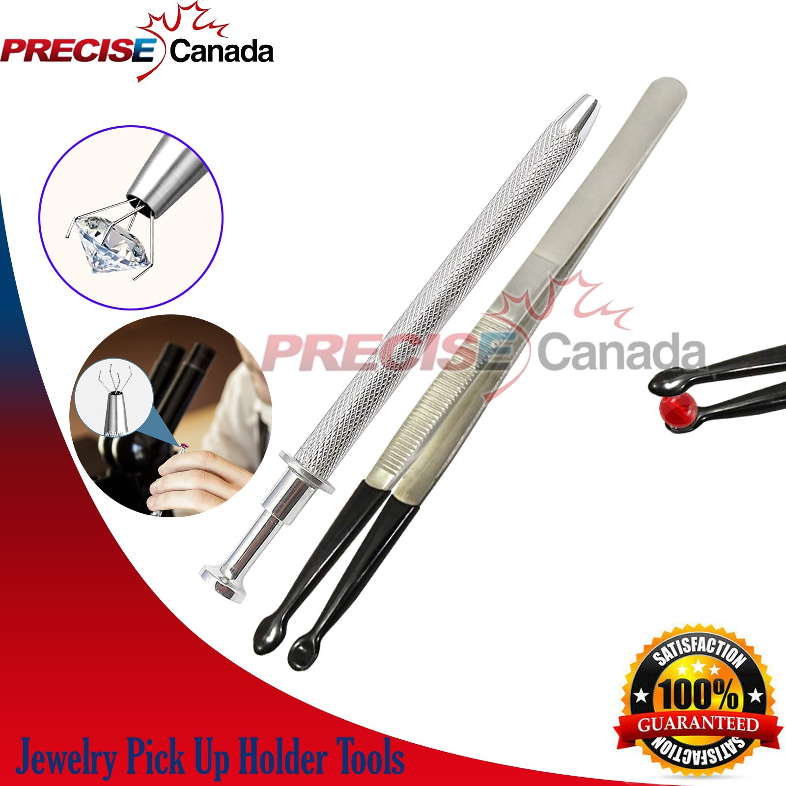 Set Of 2 Jewelers Gems Pick Up Tweezer Pearl Bead Holding Tweezer PVC Coated Tip