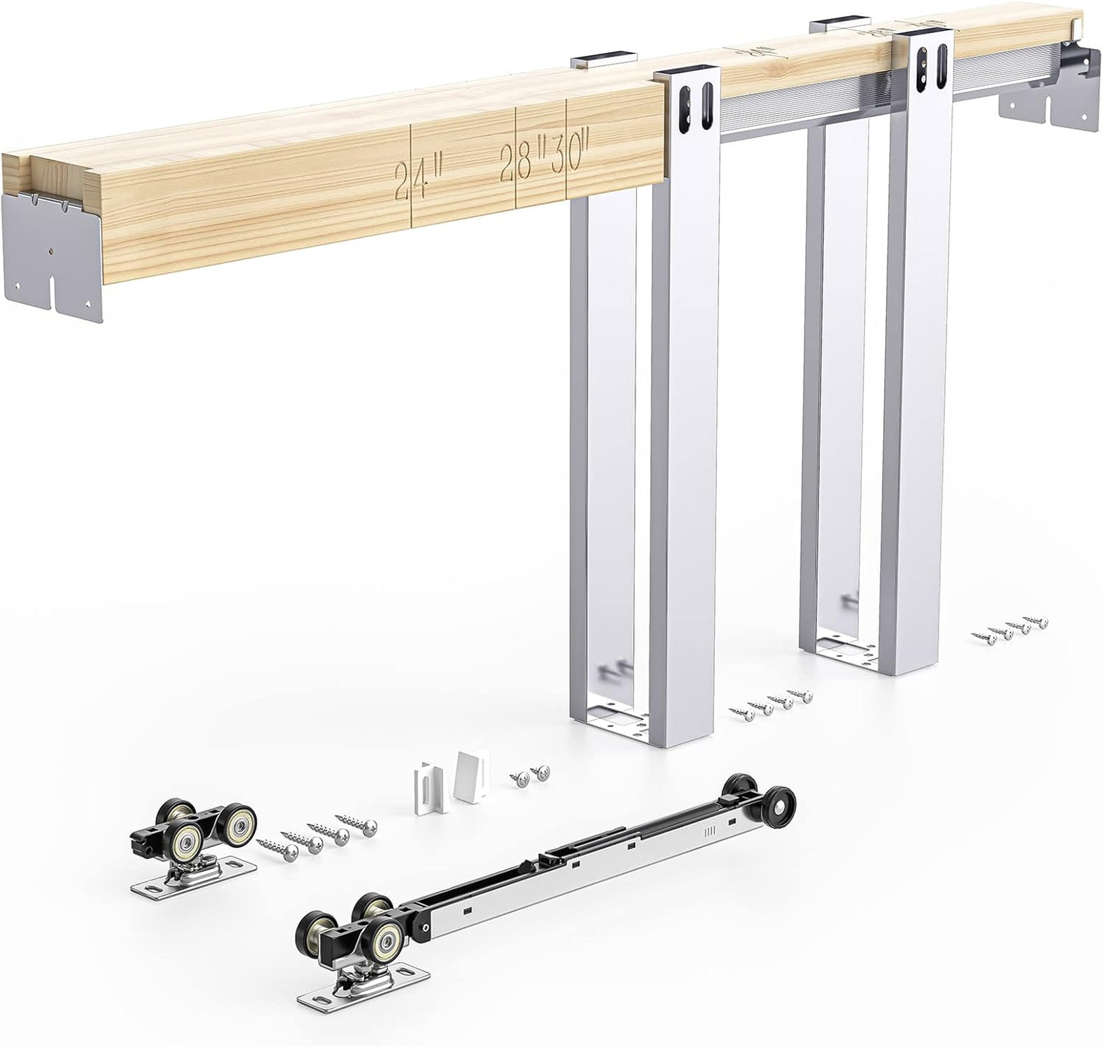 EaseLife 32x80in Pocket Door Frame Kit with Two-Way Soft Close Mechanism for 2X4