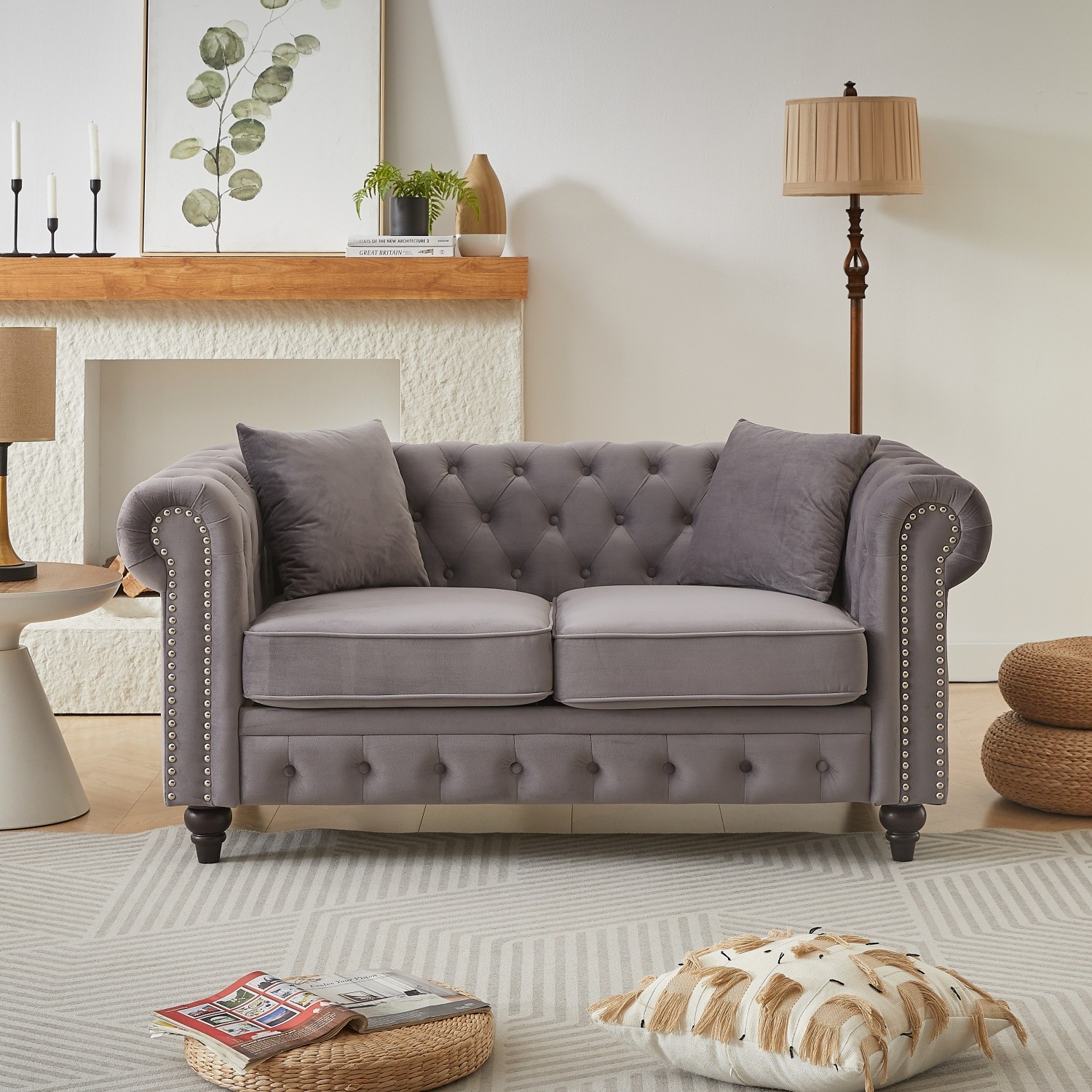 63.5'' Loveseat Sofa 2-Seater Velvet Upholstered Sofa Couch Living Room Sofa