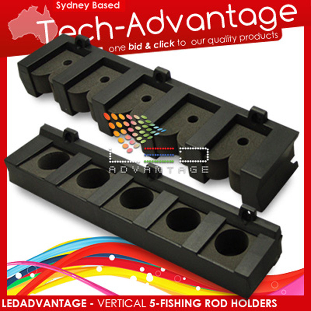 VERTICAL MARINE 5-ROD FISHING ROD HOLDERS STORAGE RACK - BOAT/YACHT/GARAGE/HOME