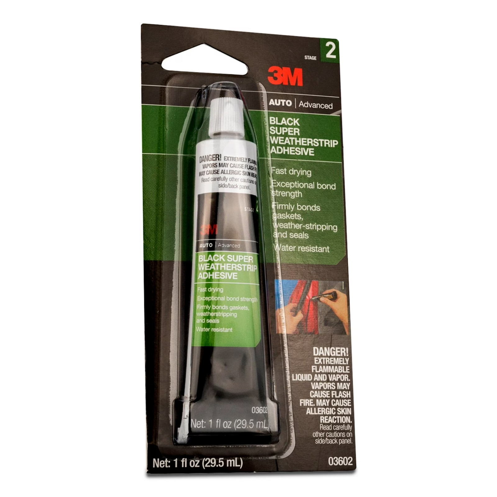 3M BONDO 03602 1OZ TUBE,BLACK SUPER WEATHERSTRIP GASKET,ADHESIVE GLUE 711488 New