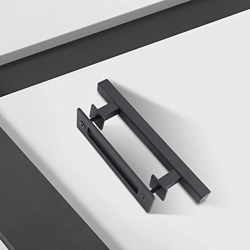 2" Sliding Barn Door Handles and Pulls,Double Sided Hardware Set,Heavy 1 Black