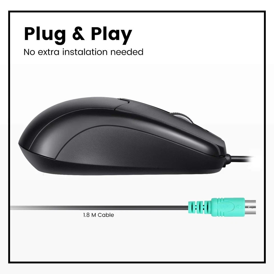 Perimice-209 P, Wired PS2 with 1000 DPI Resolution, Black, (10442)