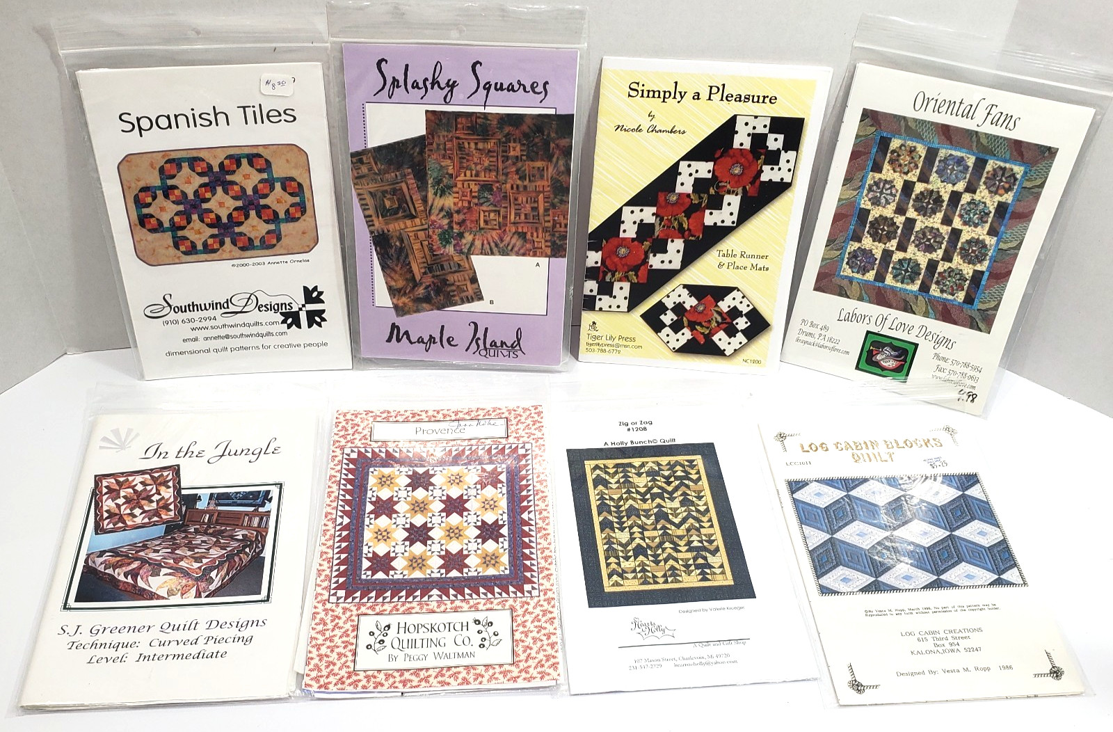 Lot of 8 Quilt Patterns Assorted Patterns and Themes