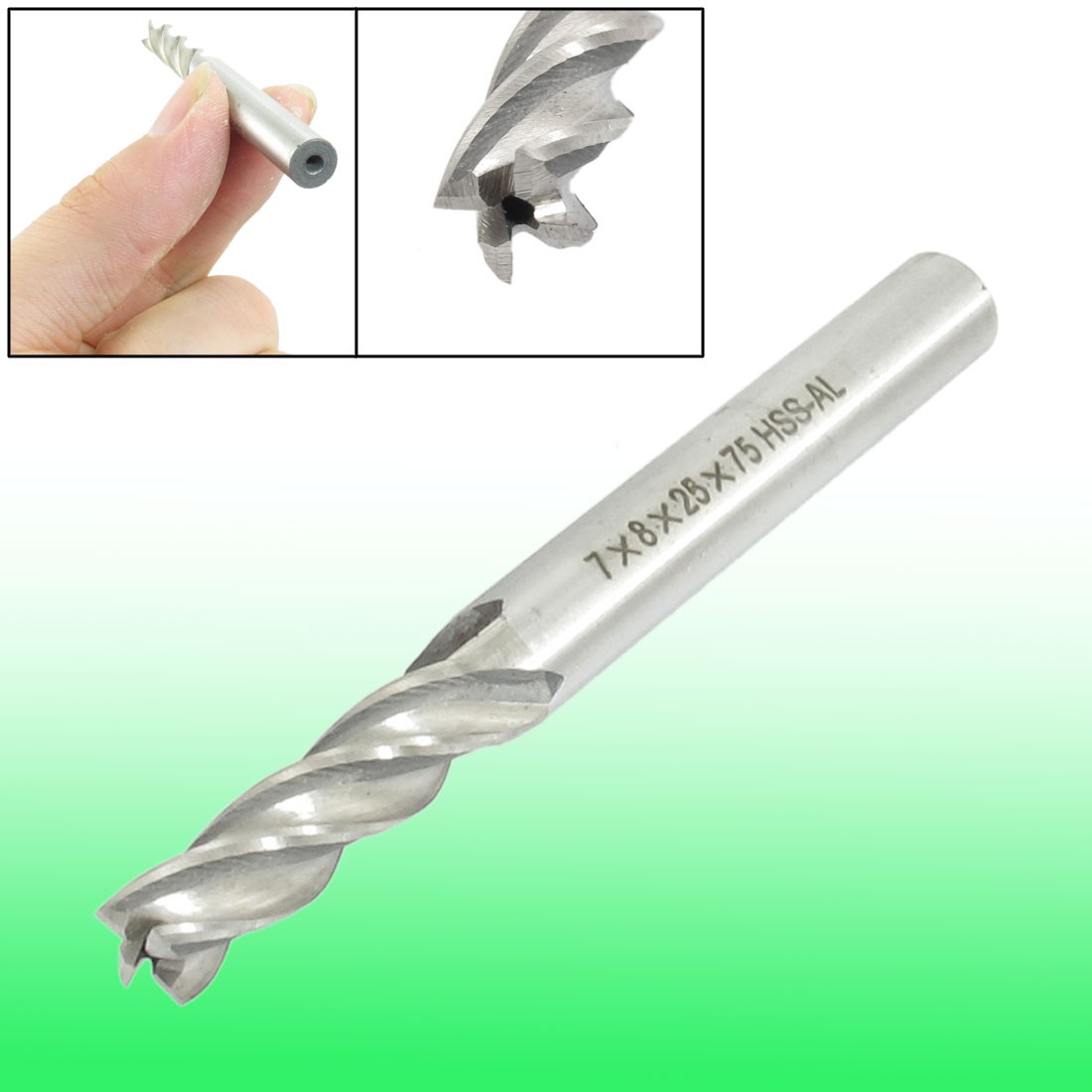 Straight Shank 4 Flutes End Mill Milling Cutter 7mm x 8mm x 25mm x 75mm