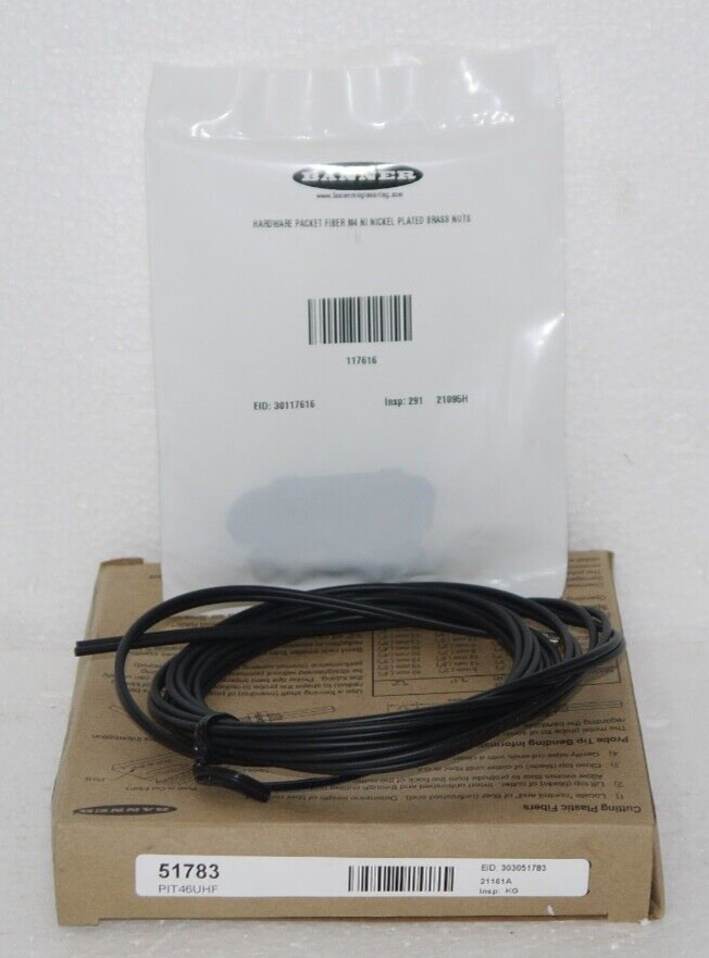 Banner 51783 PIT46UHF Tight Bend Radius Fiber Optics 1mm Dia 2m Fiber Length New