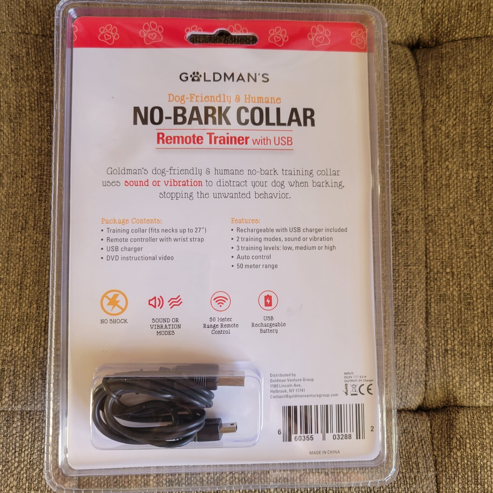 Goldman No Bark Remote Dog Trainer Collar USB