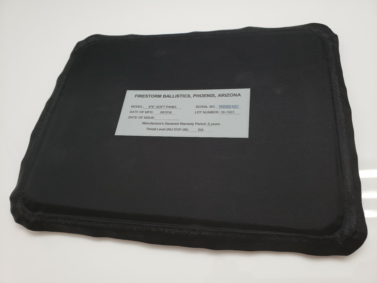 FIRESTORM 6X8 LEVEL 3A SOFT BALLISTIC PLATE INSERT PAIR