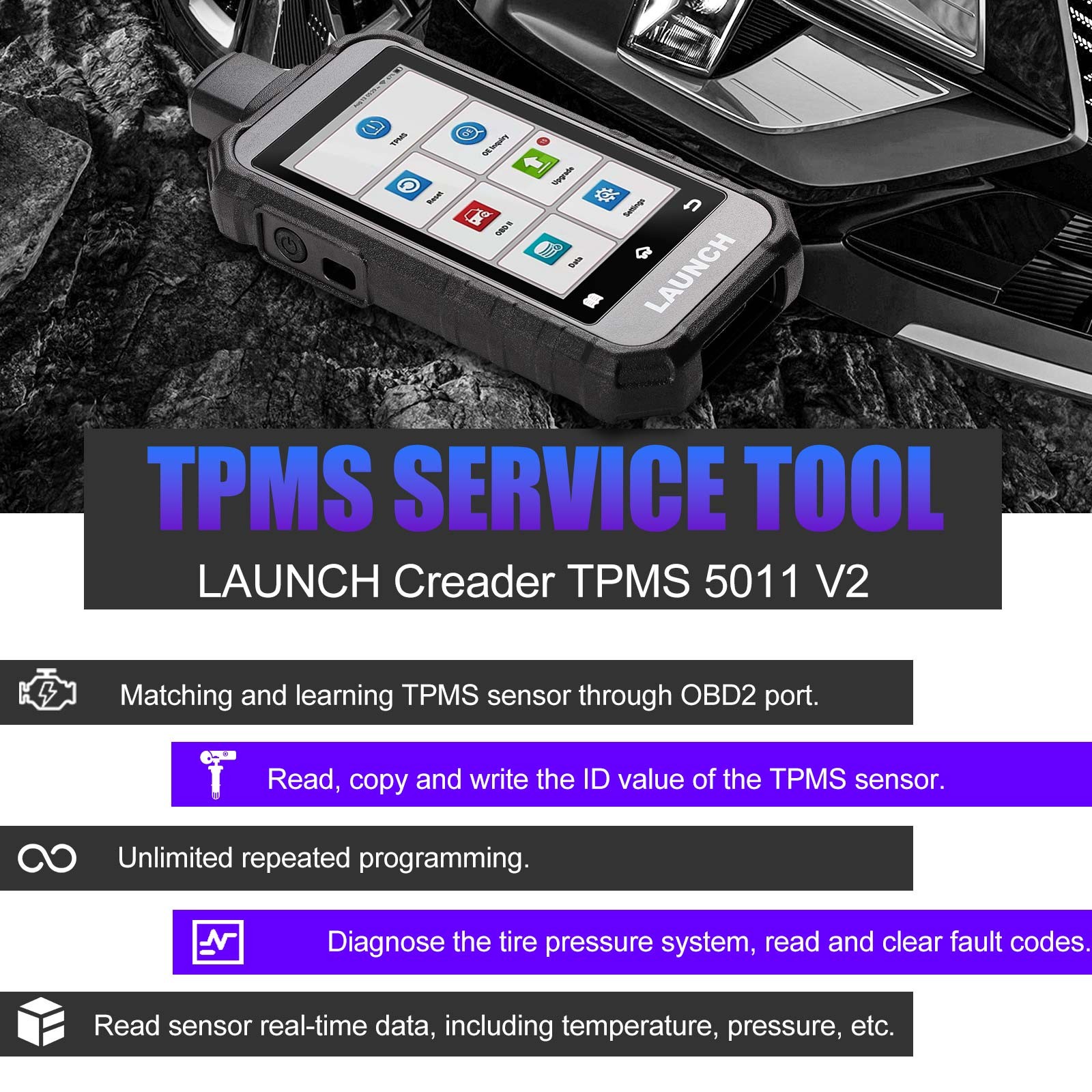 LAUNCH Creader TPMS 5011 V2 TPMS Sensor Activation/Reading/ Diagnosis/Learning