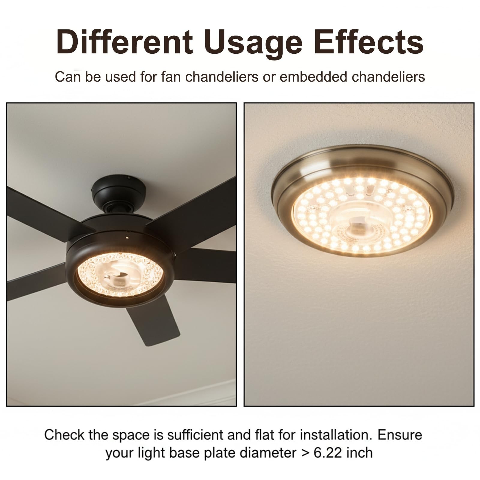 Ceiling Fan Light , 6.2" Dimmable Panel with 3 Color Temperature Options 3000...