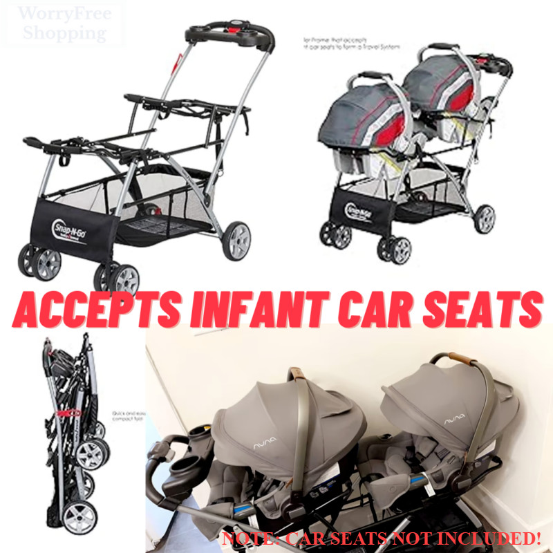 Twin Stroller Frame compatible with Infant Car Seats Universal Travel System