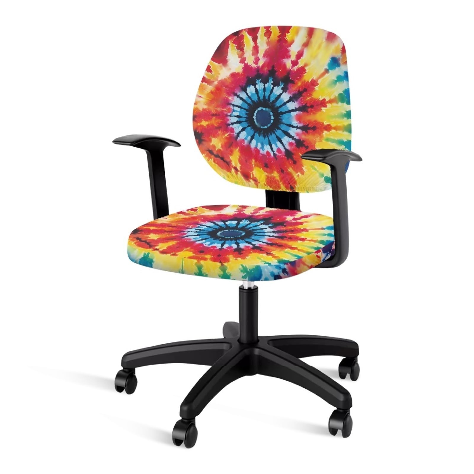 Colorful Tie Dye Computer Office Chair Cover for Polyester Desk Task Chair Sl...