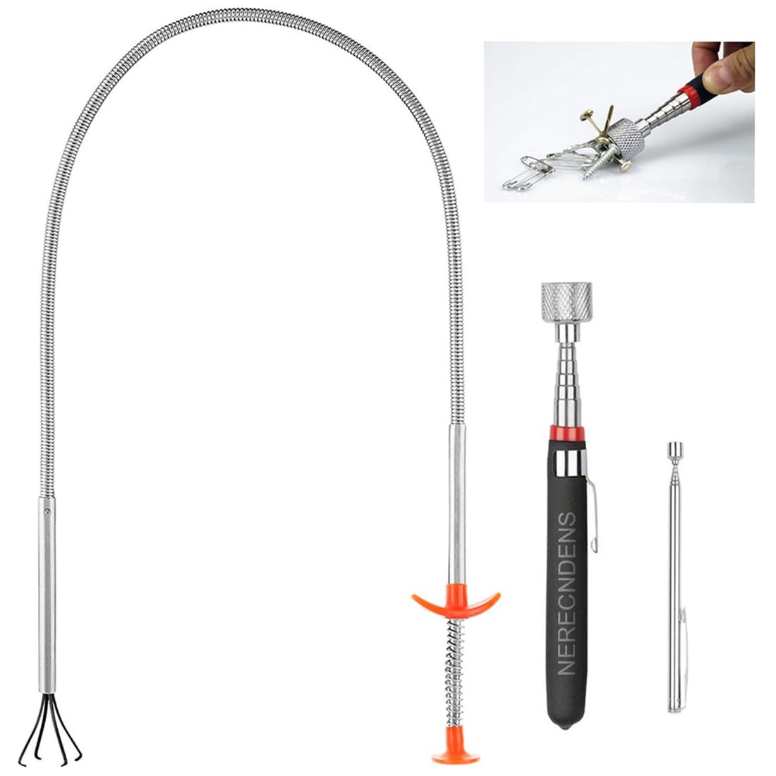 3 Pack Pick-up Tool Set - Extendable Magnetic Pick Up Tools and Flexible...