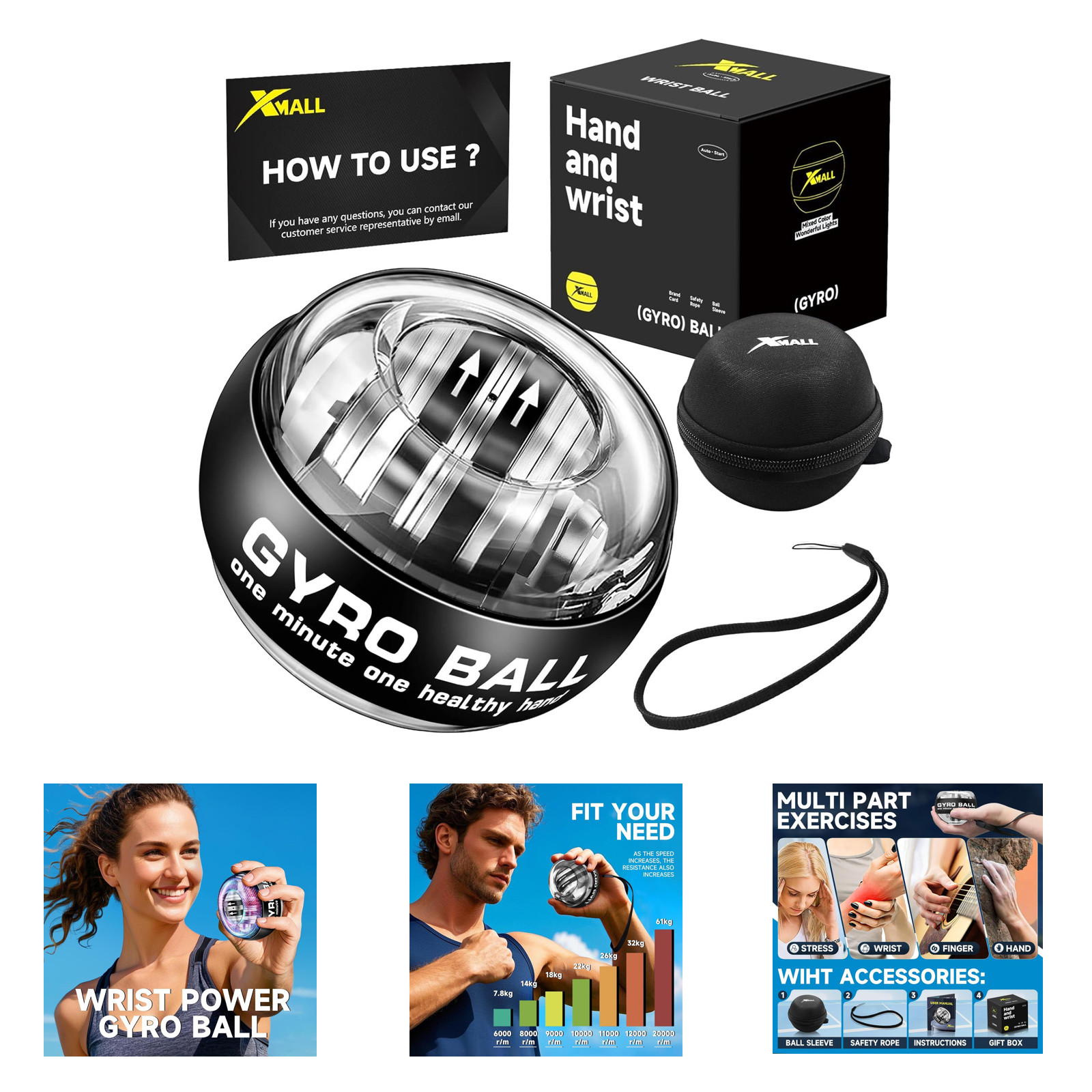 Wrist Gyro Ball Hand Exerciser Grip Strength Trainer Forearm Wrist Power Device