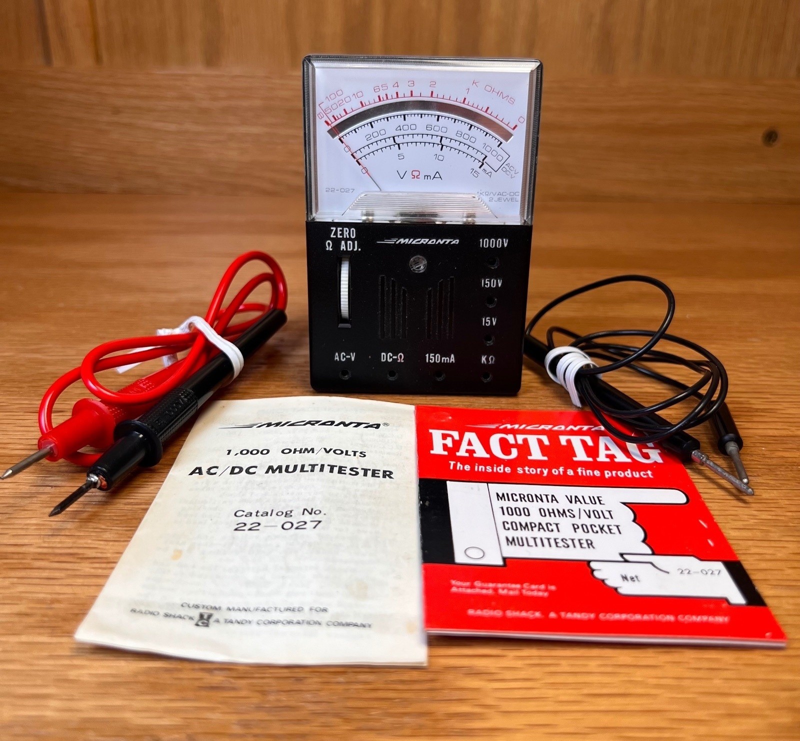 Micronta AC/DC Multitester 22-027 with Probes and Manual