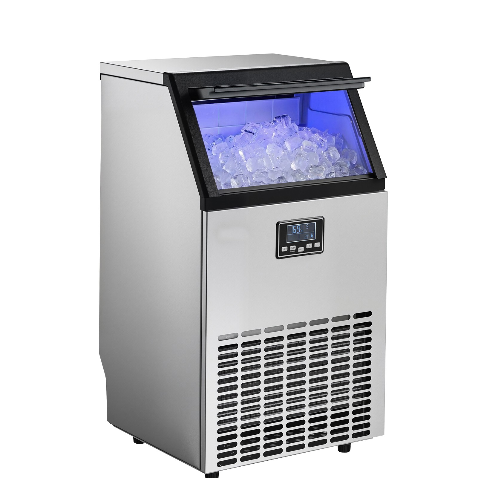 Uimoso 130lbs/24h Commercial Ice Machine Crescent-shaped ice Maker 26lbs Storage