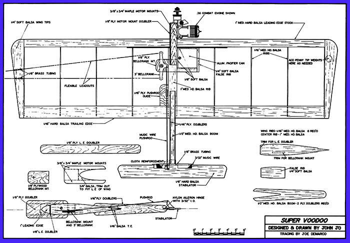 Model Airplane Plans (UC): Super Voodoo 39" Wingspan Combat for .36 Engine