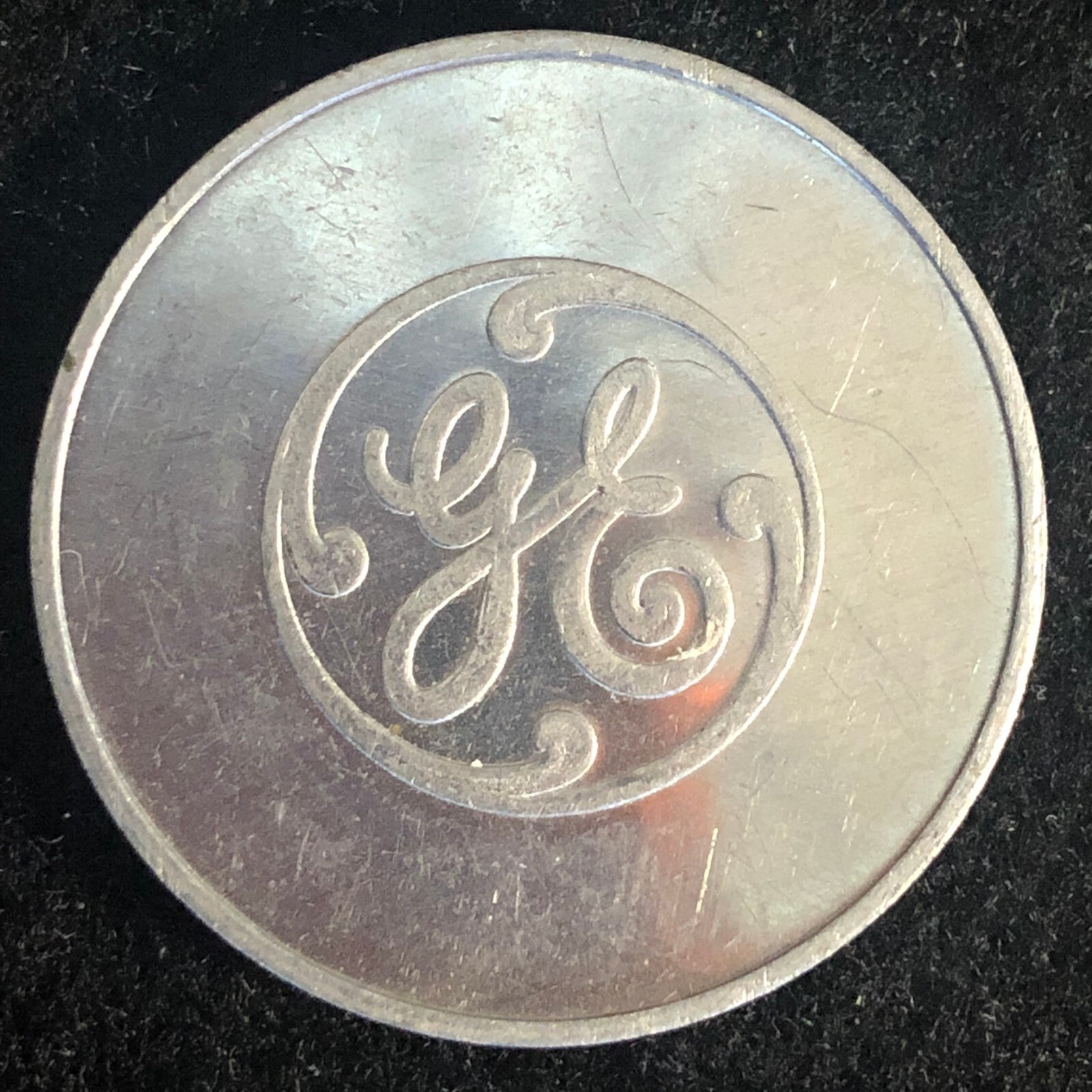 GE General Electric Semiconductor 10th Anniv. Alum. Medallion / Token 32mm c1960