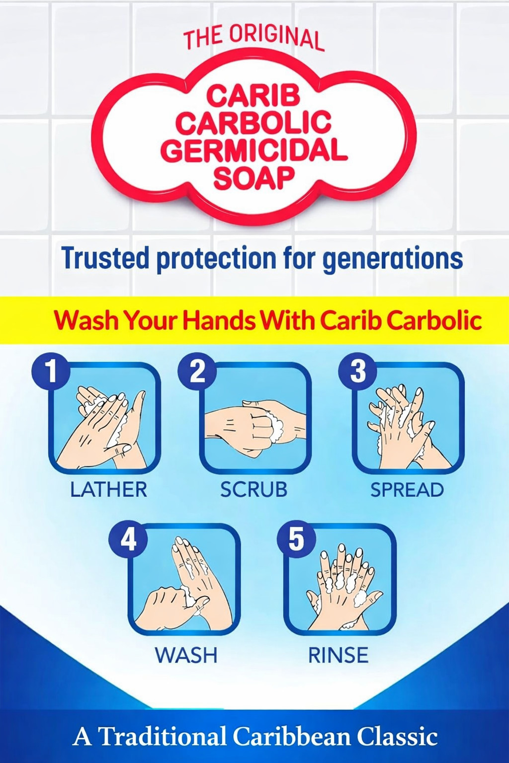 Jamaican Carbolic Soap 12 Pack 125g | Carib Germicidal Bars Bulk