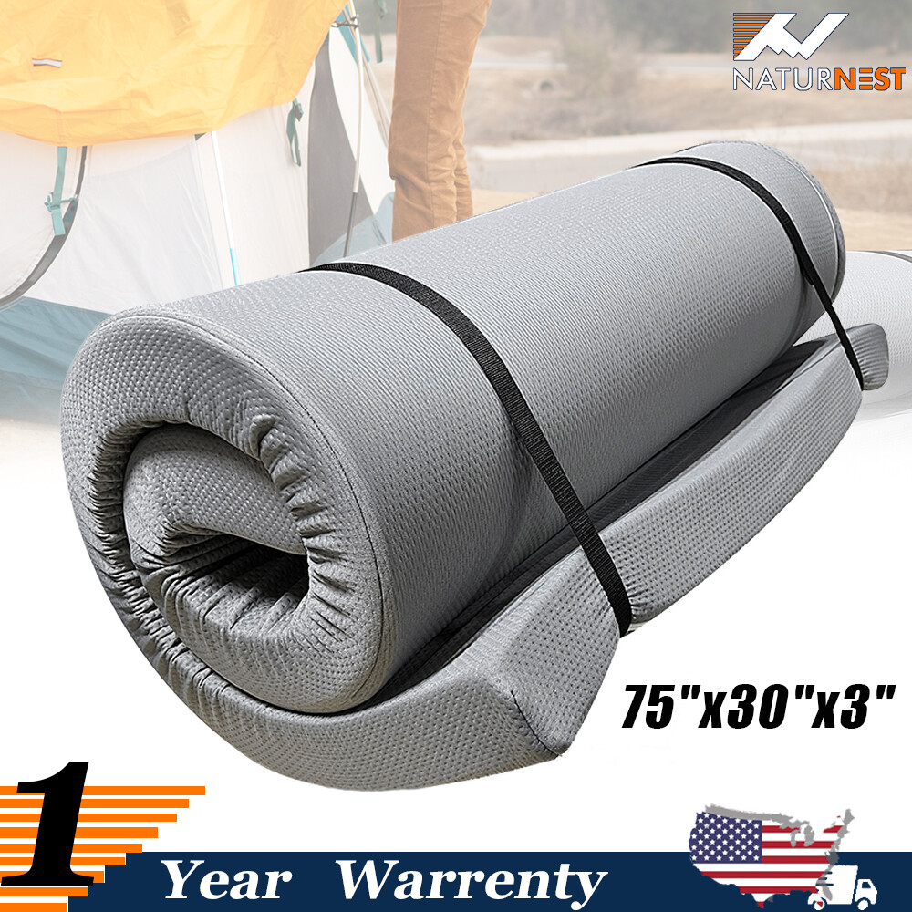 75x30x3" Portable Memory Foam Camping Mattress w/ Water-Resistant Zipper Cover