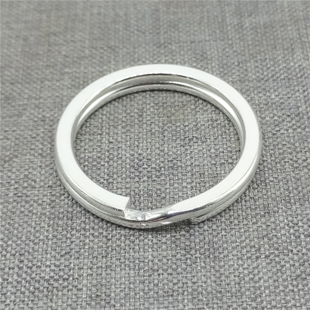 Sterling Silver Shiny Key Ring 925 Silver Split Ring Clasp for Key Chains 25mm