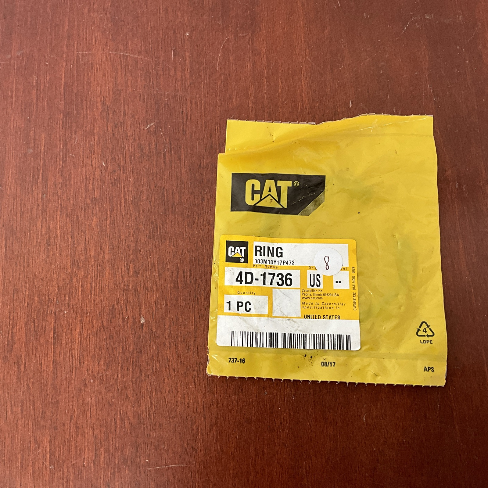 4D1736  Genuine  OEM  CAT  RETAINING SNAP RING  Caterpillar  4D-1736
