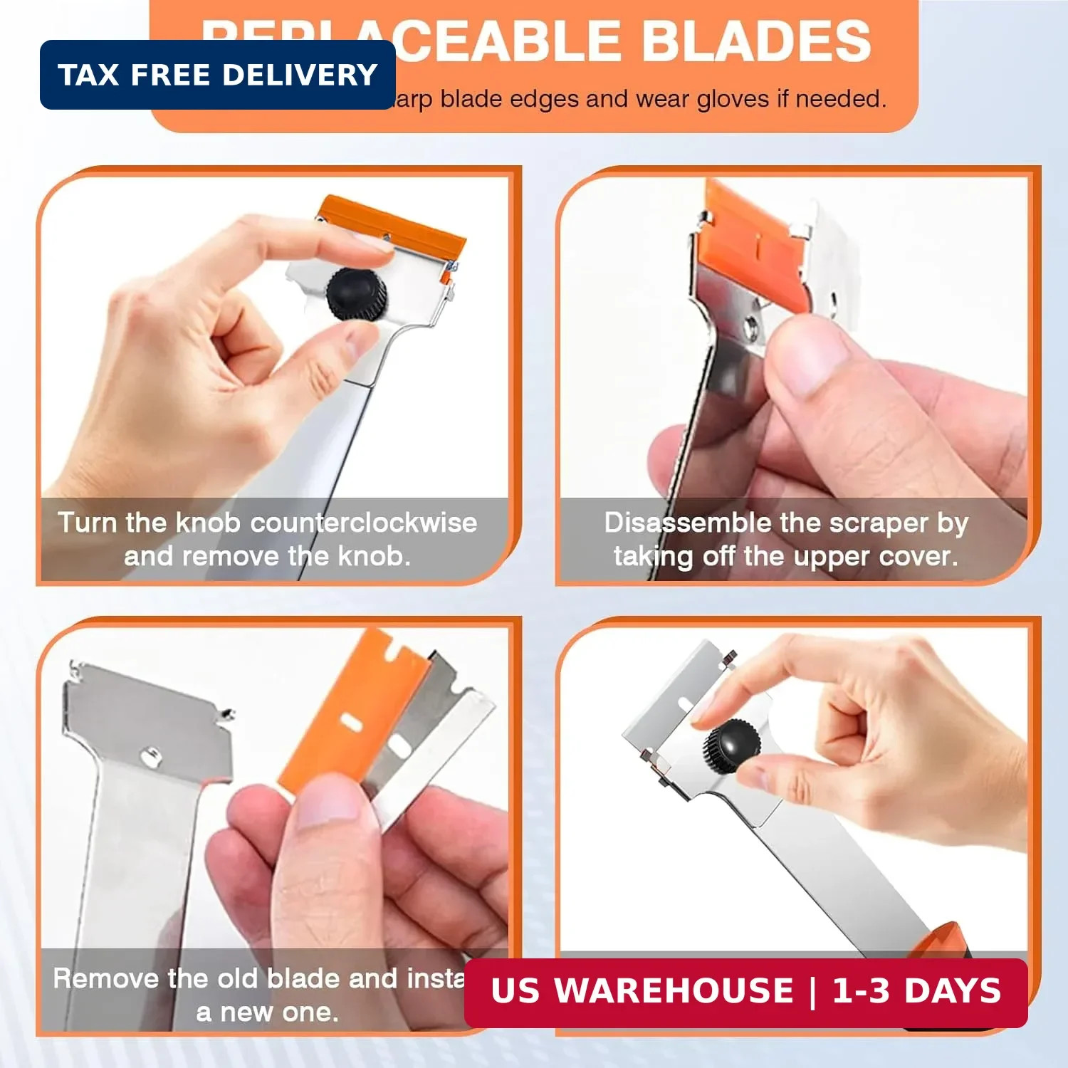 2 Pack Razor Blade Scraper Tool with 20 Metal & 20 Plastic Razor Blades, Multi-P