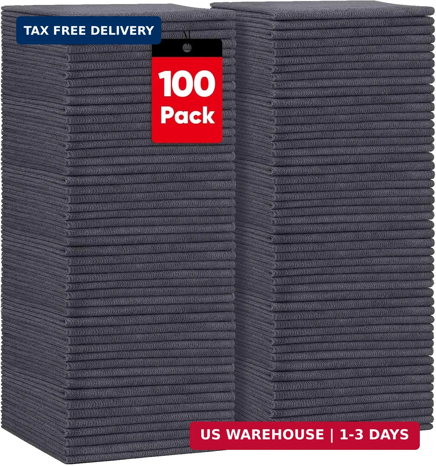 HOMEXCEL Grey Microfiber Cleaning Cloths, 100 Pack Microfiber Towels for Cars, L