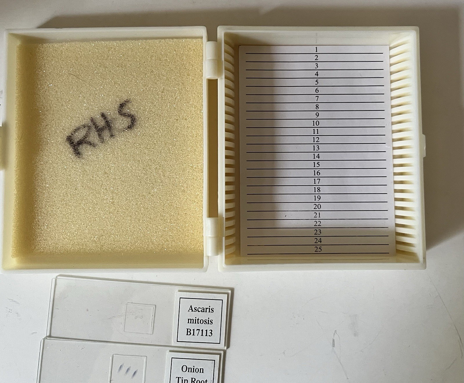 Apologia Biology Microscope Incomplete Slide set 1 & plastic case 15 slides GUC