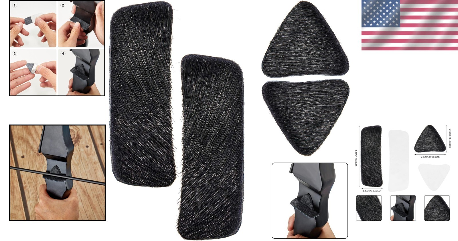 Customizable Archery Arrow Rest Set with Rectangle and Triangle Pads