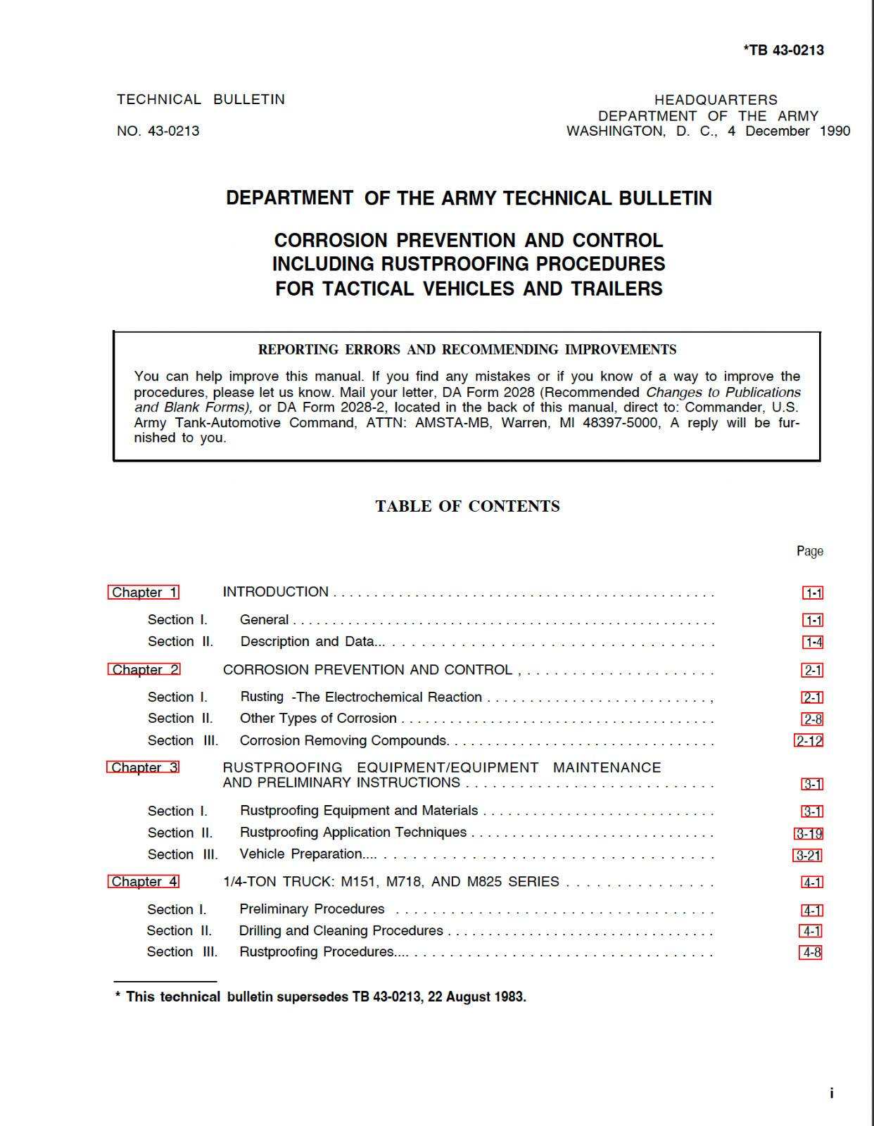 226 Page TB 43-0213 CORROSION PREVENTION & CONTROL TACTICAL VEHICLES on Data CD