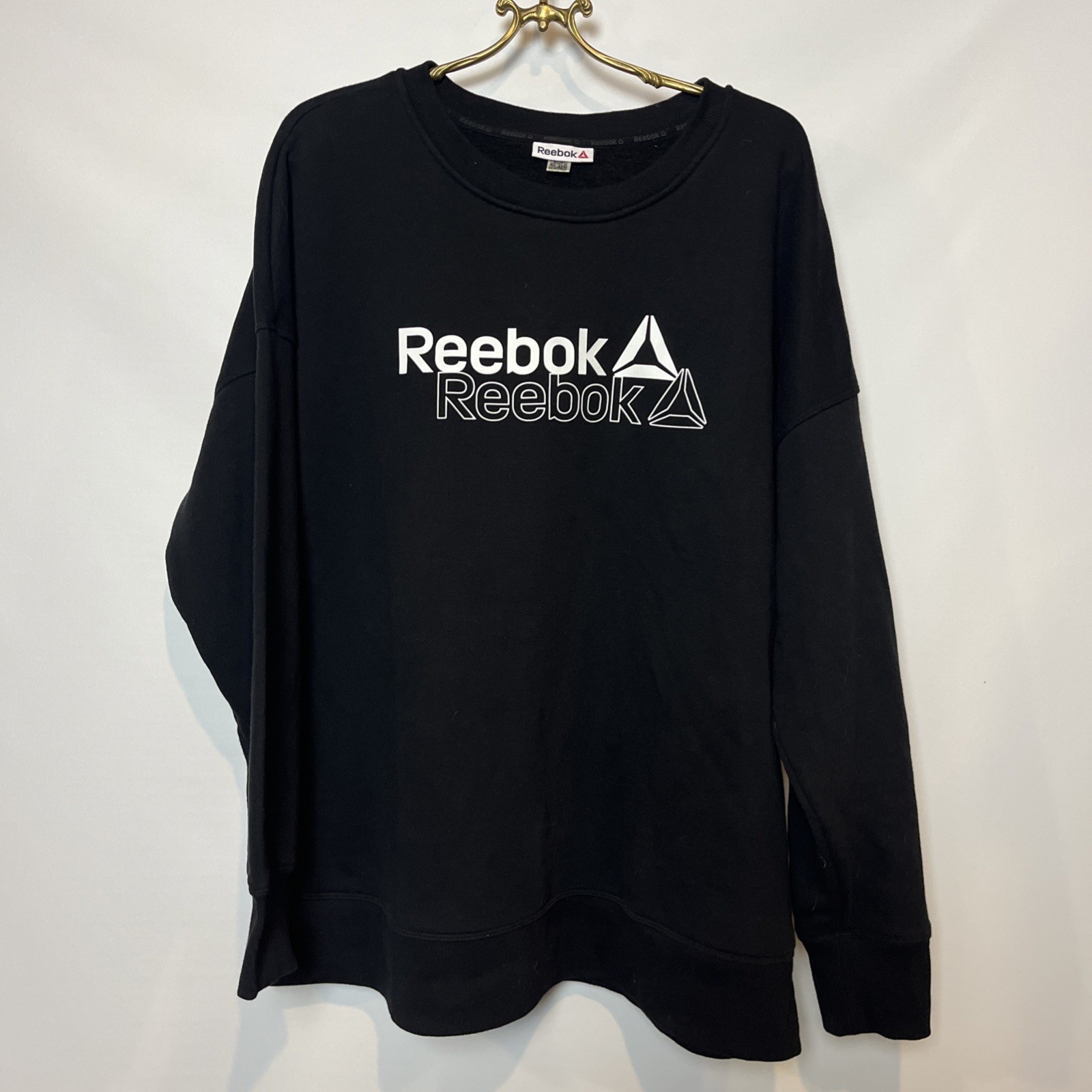 Reebok Men's Black Logo Crewneck  Size 2XL Tall Sweat Shirt