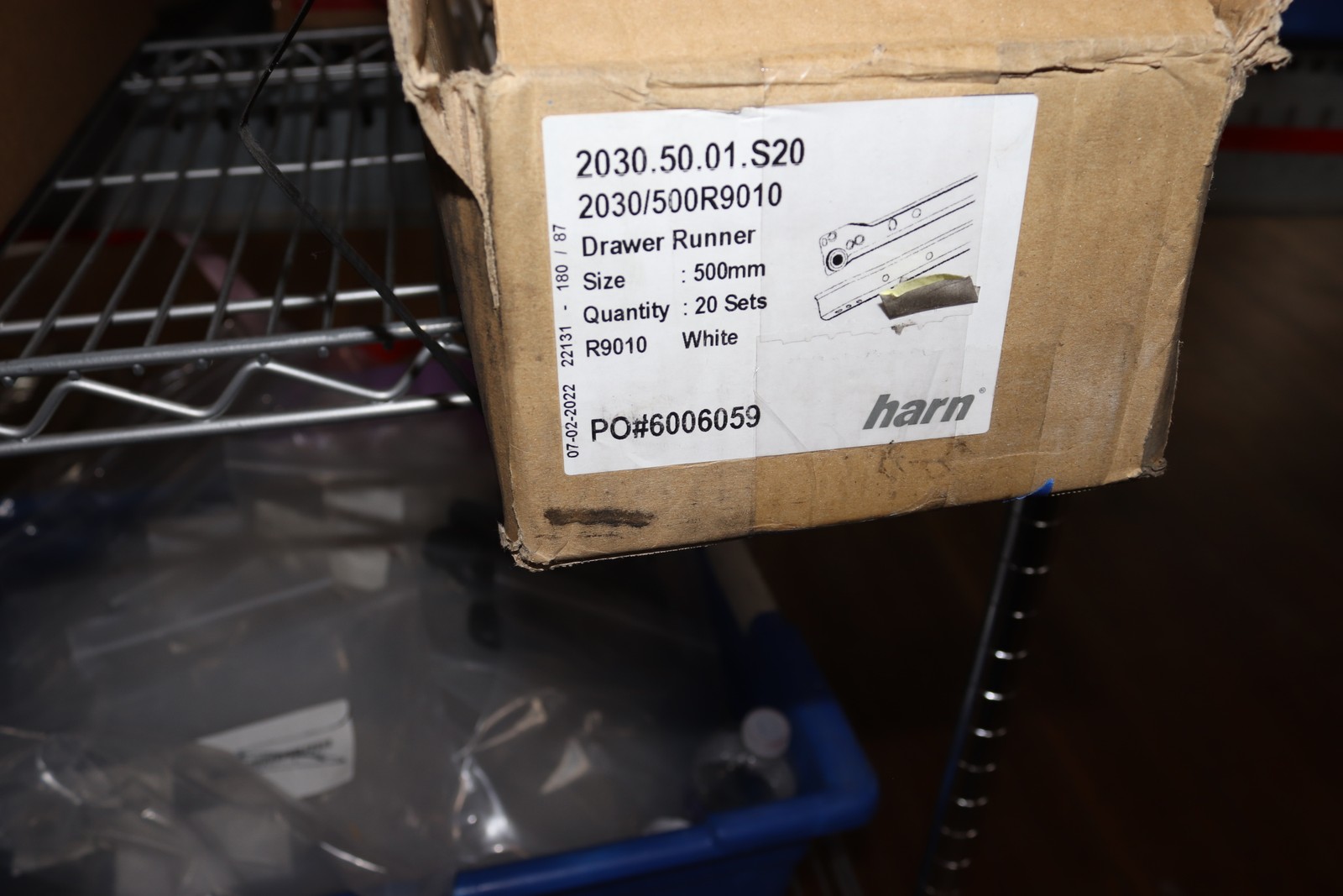 (Pair) Harn Single Extension Drawer Slide White Basic 2030 500mm - AS SHOWN ONLY
