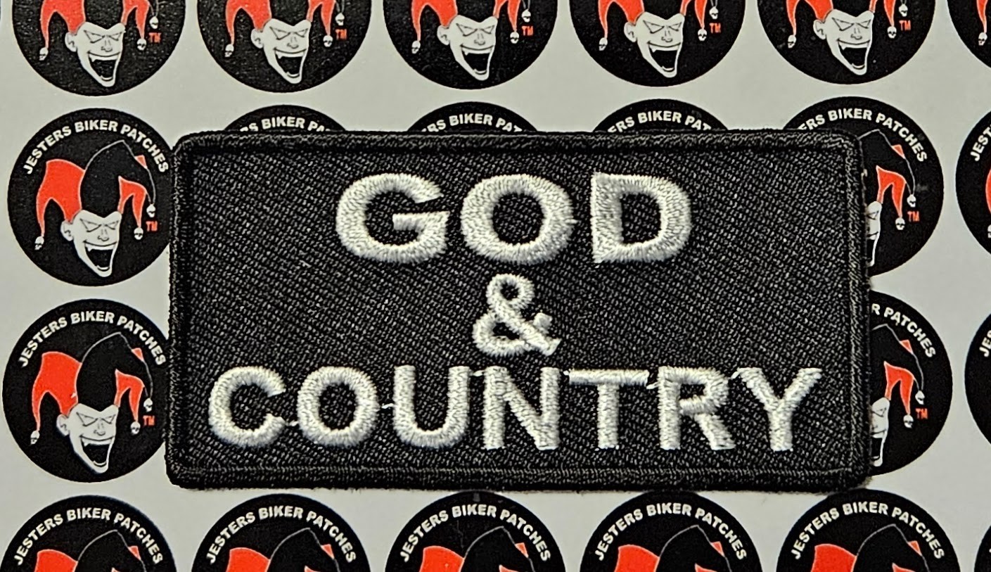 God and Country Embroidered Biker Patch