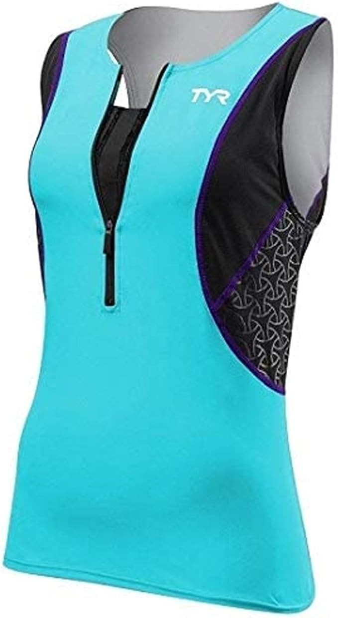TYR Women's Competitor Triathlon Singlet w/ Bra, XS,  Blue Turquose/ Purple