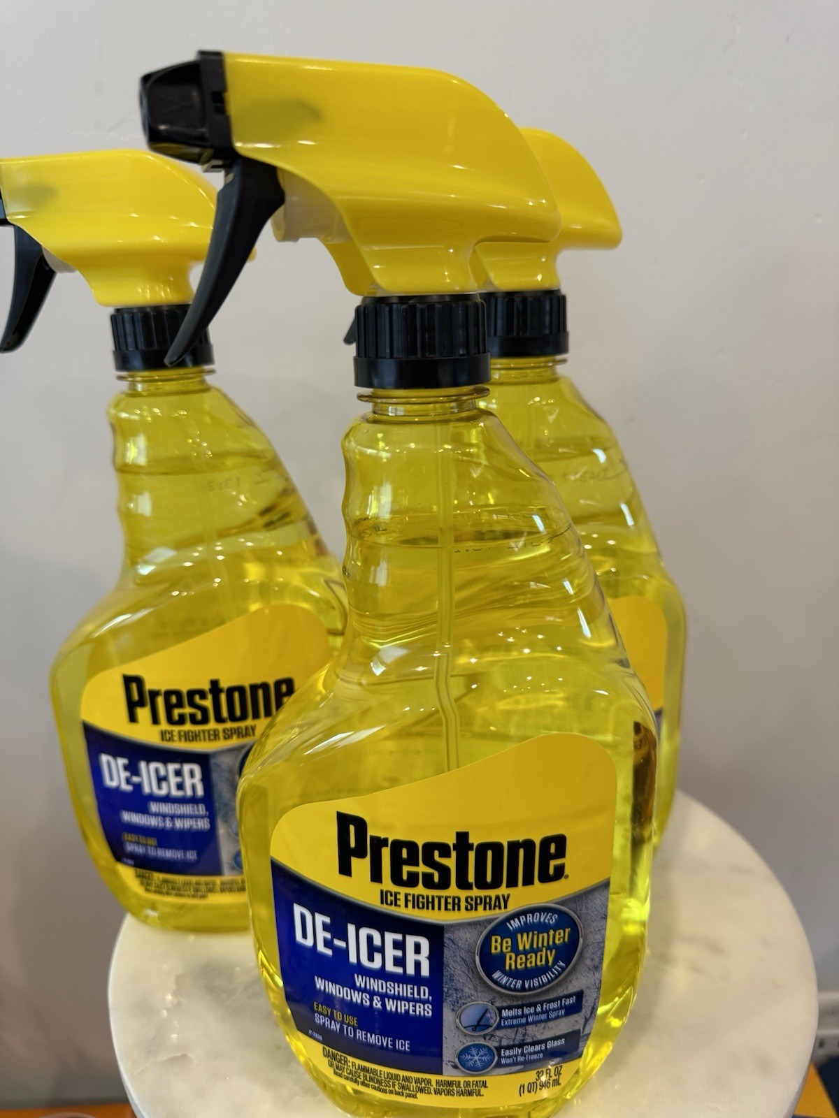 Prestone Trigger Spray Windshield De-Icer 32oz, Be Winter Ready! LOT OF 3