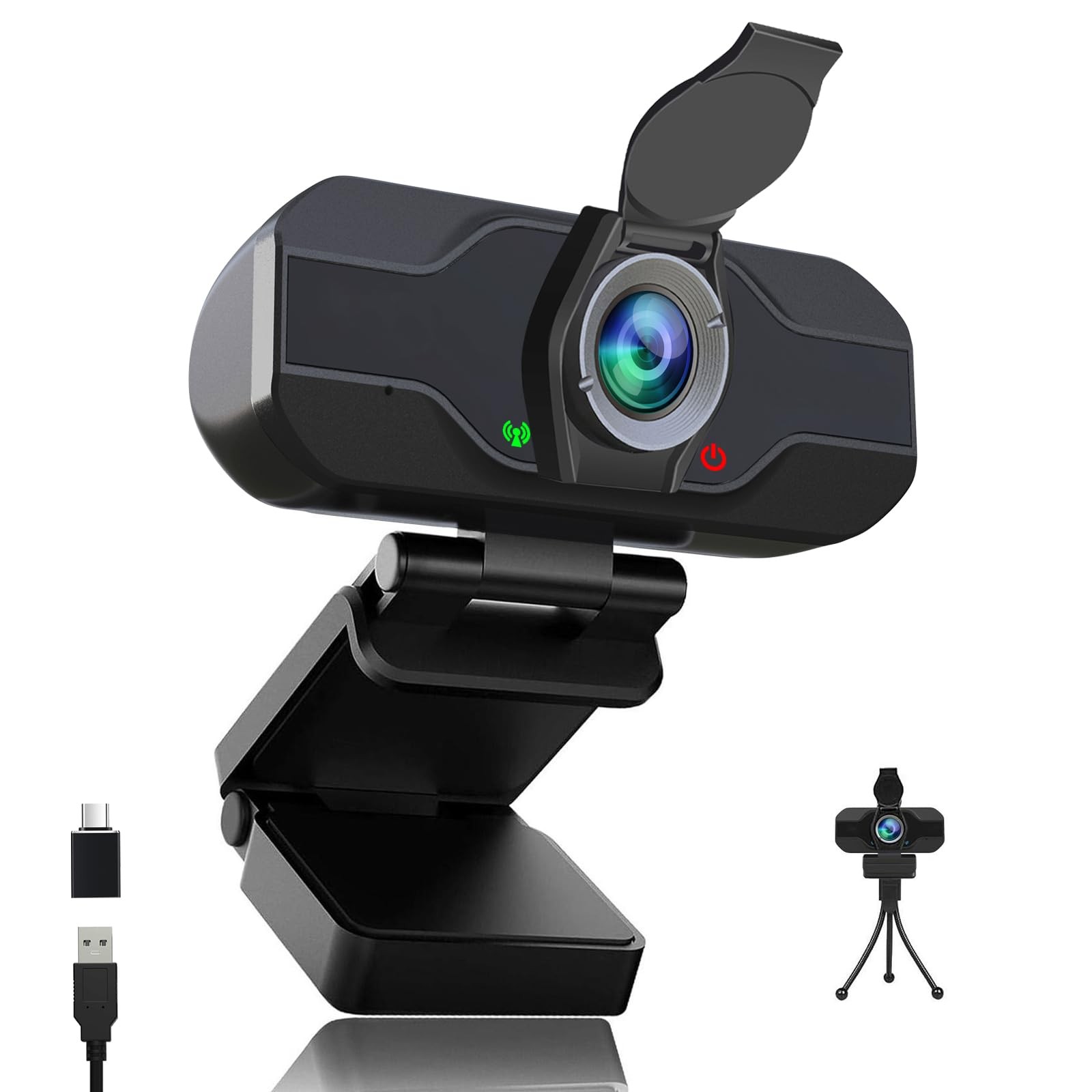 1080p PC Camera Webcam With Microphone Wide View USB C Web Cam For Laptop