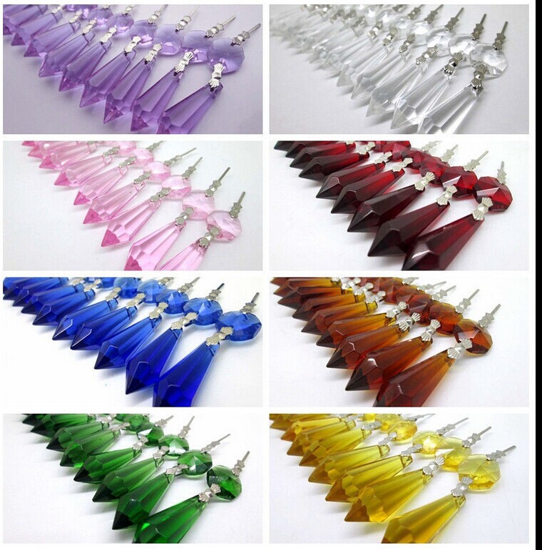 20 PCS Lot Glass Crystals Chandelier Lamp Part Prisms Hanging Drop Pendants 3''