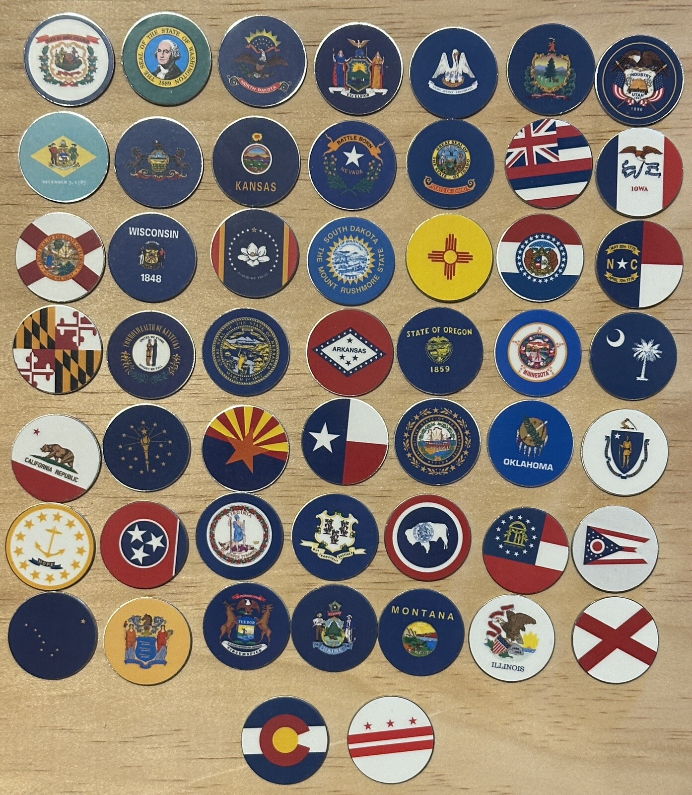 LOT of 51 - USA US United States Flag Golf Ball Marker Set - All 50 States + DC