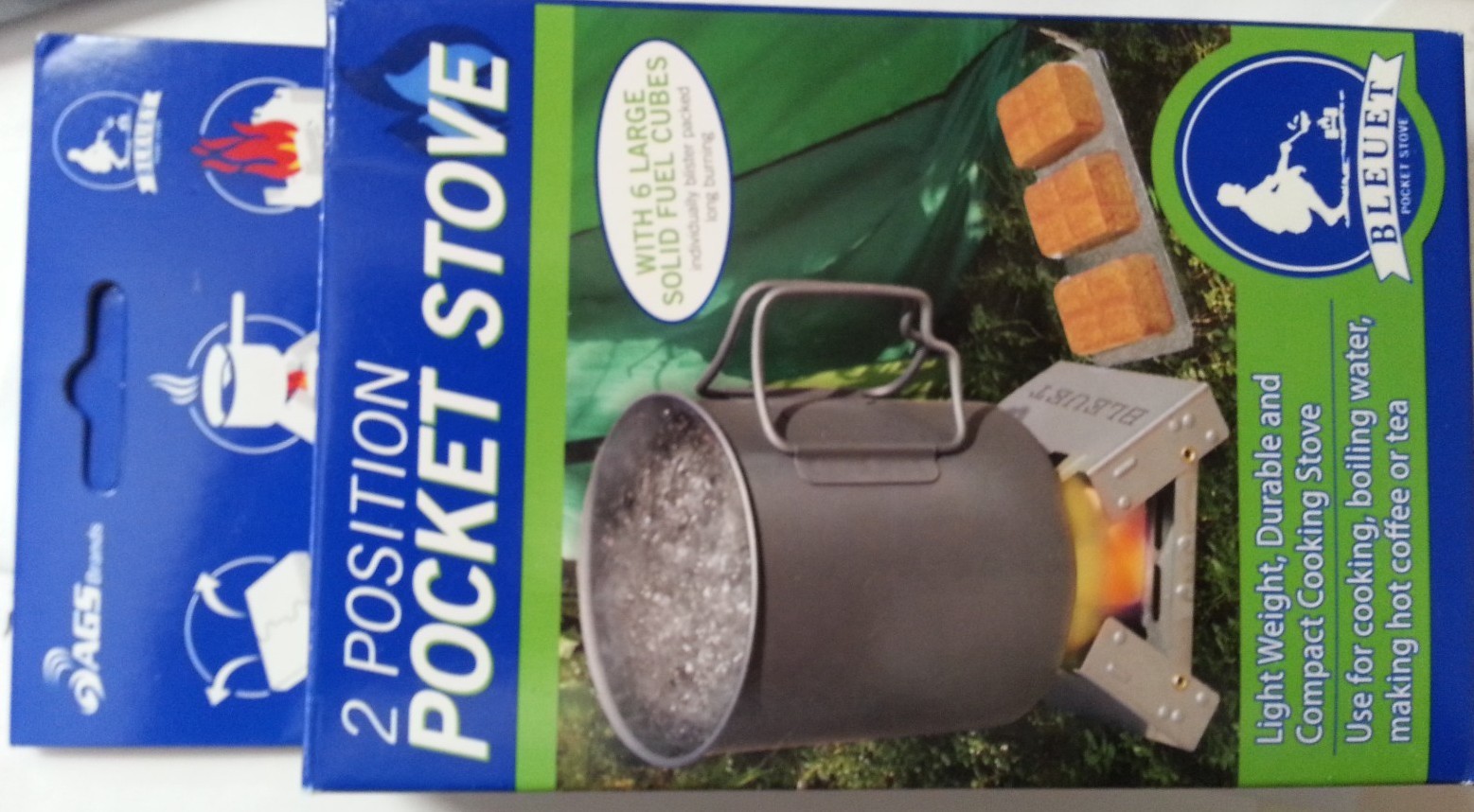 New BLUET POCKET CAMP STOVE & 6 Fuel Cubes Emergency Preppers Camping Ultralight