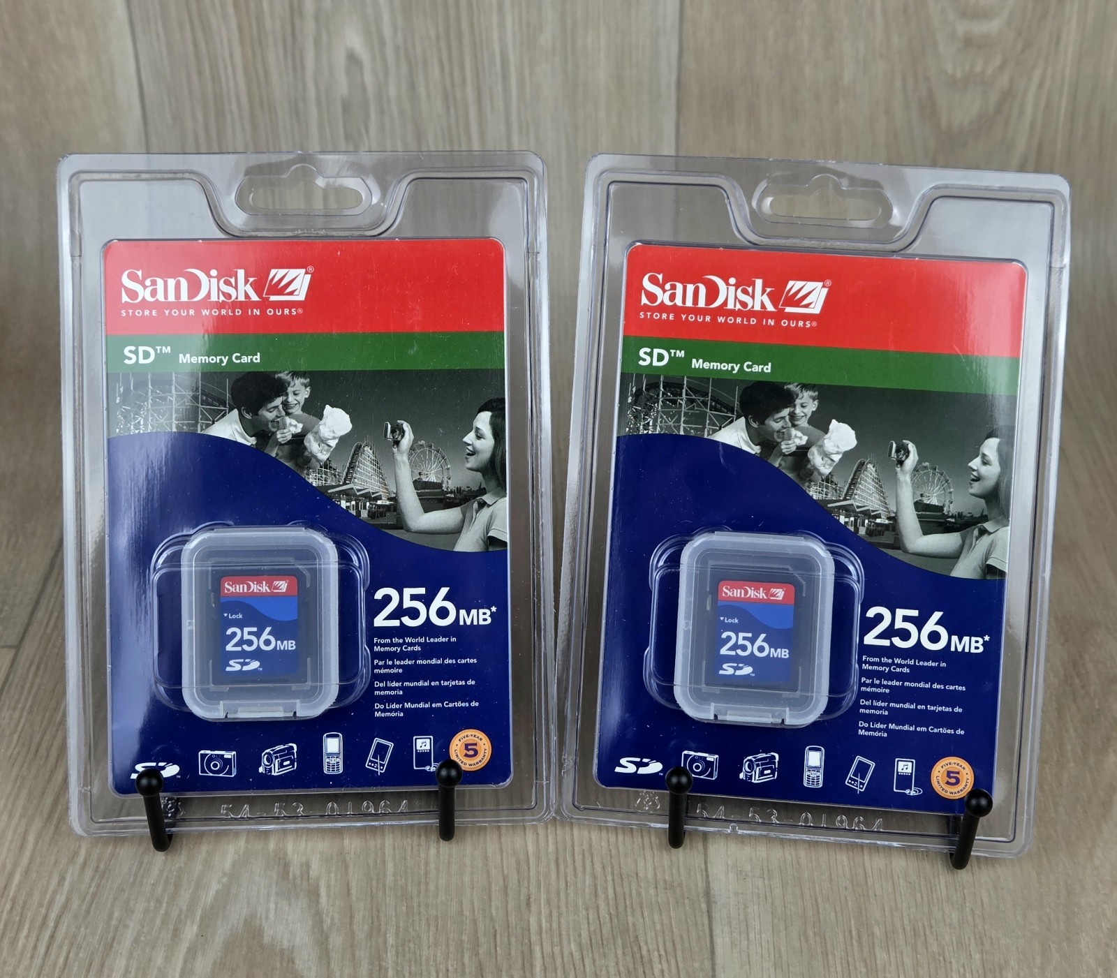 Lot of 2 SanDisk 256 MB SD Memory Card SDSDB-256-A10 BRAND NEW FACTORY SEALED