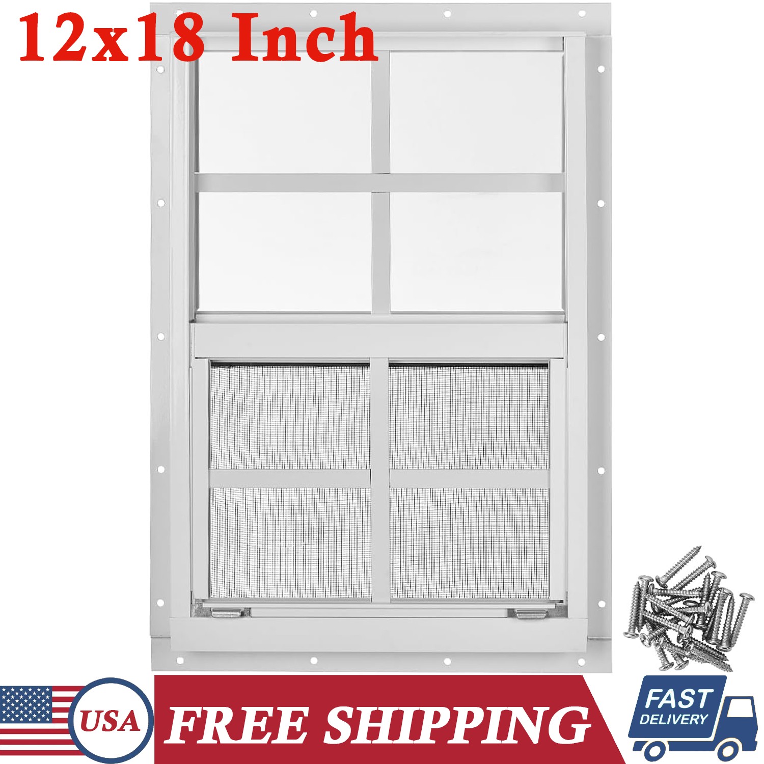 12x18 Inch Shed Window Aluminum Alloy Frame Exterior Sliding Window with Screen