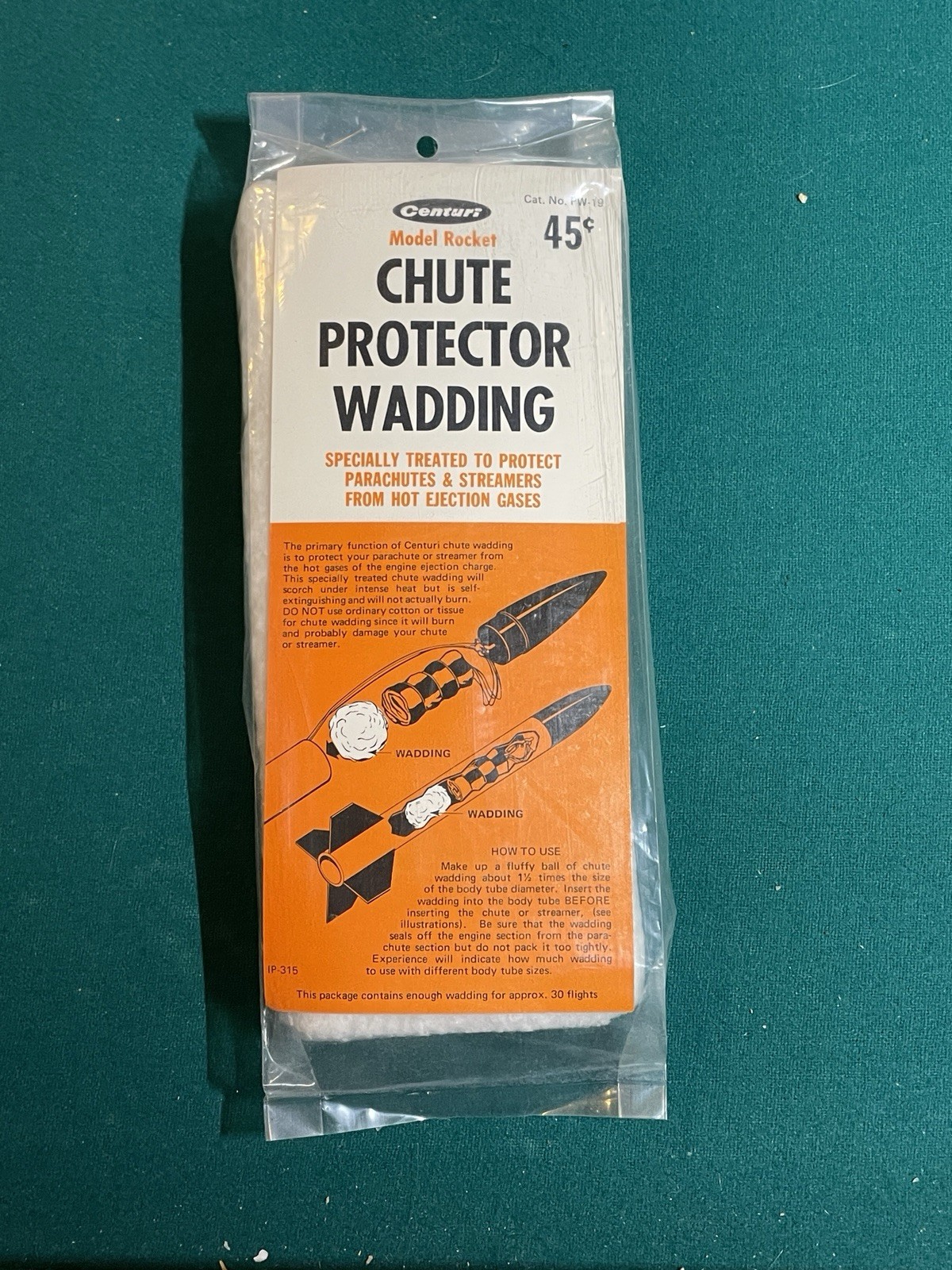 Centuri Flying Model Rocket Chute Protector Wadding MIB Sealed Estes Rocketry