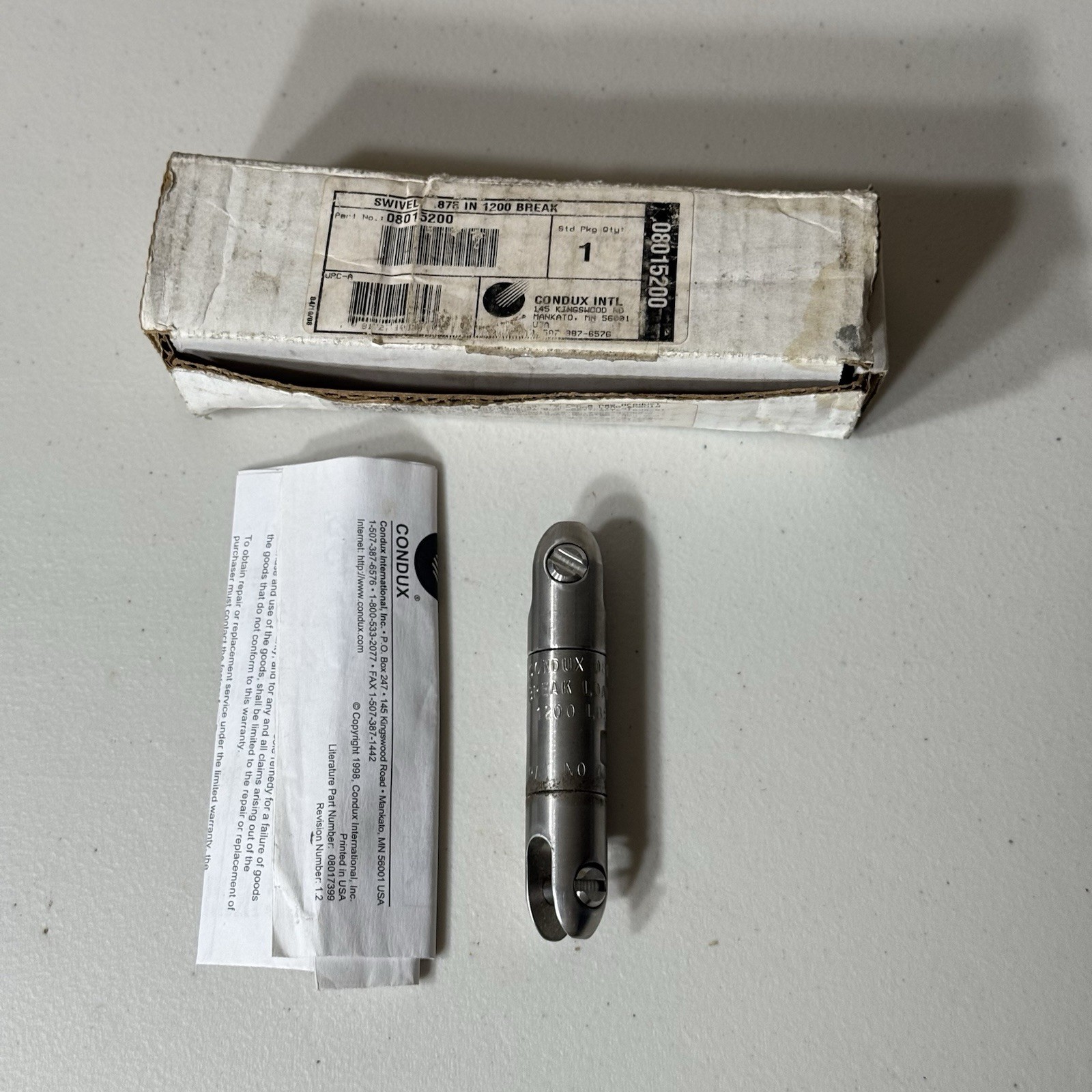 Condux 08015200 7/8” Break-Away Swivel Cable Pulling Connector 1200 lb
