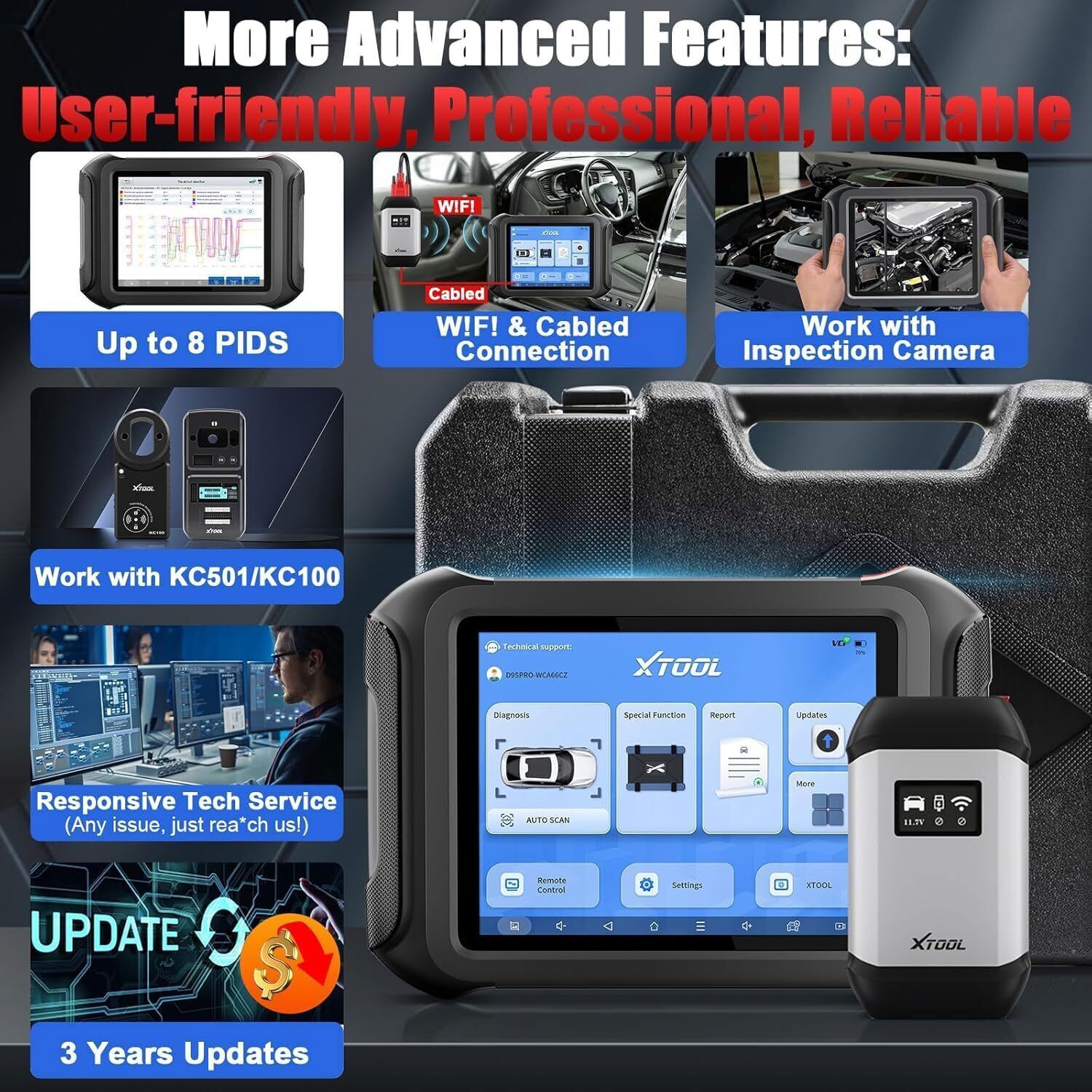 XTOOL D9SPRO ECU Programming Diagnostic Tool Bidirectional OBD2 Scanner 45 Reset