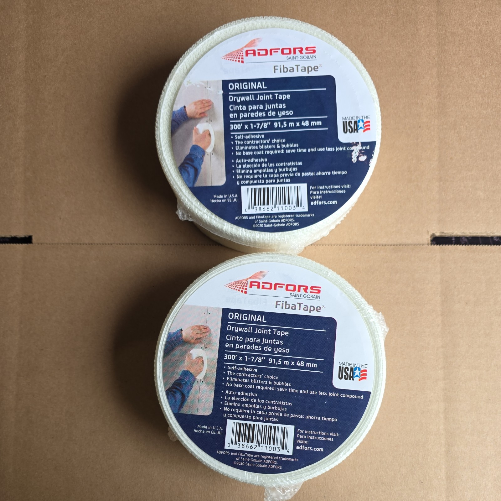 LOT of 2 ADFORS FibaTape 300’ X 1-7/8" Ultra-Thin Mesh Drywall Joint Tape USA