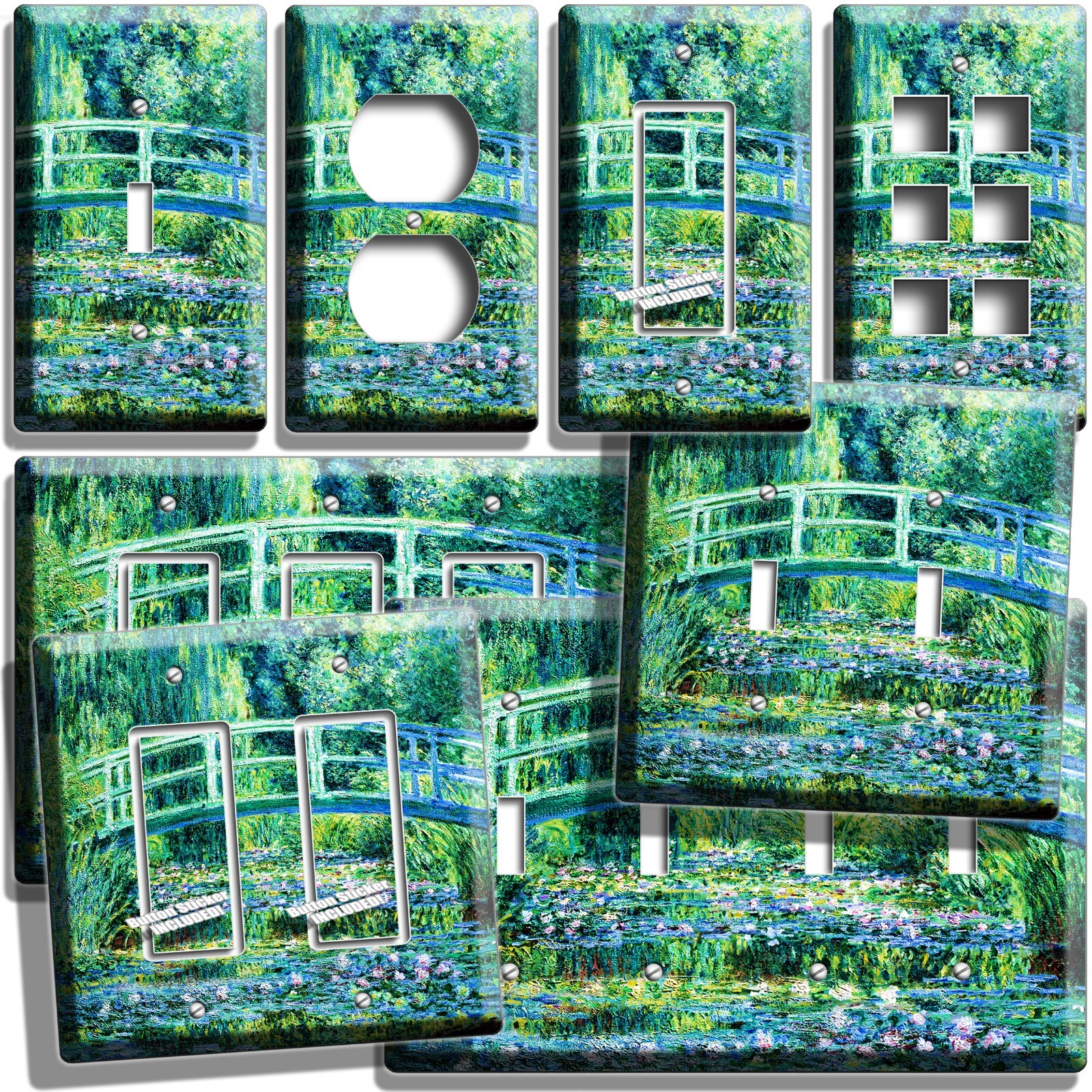 CLAUDE MONET WATER LILIES POND JAPANESE BRIDGE PAINTING WALL PLATE HD ROOM DECOR
